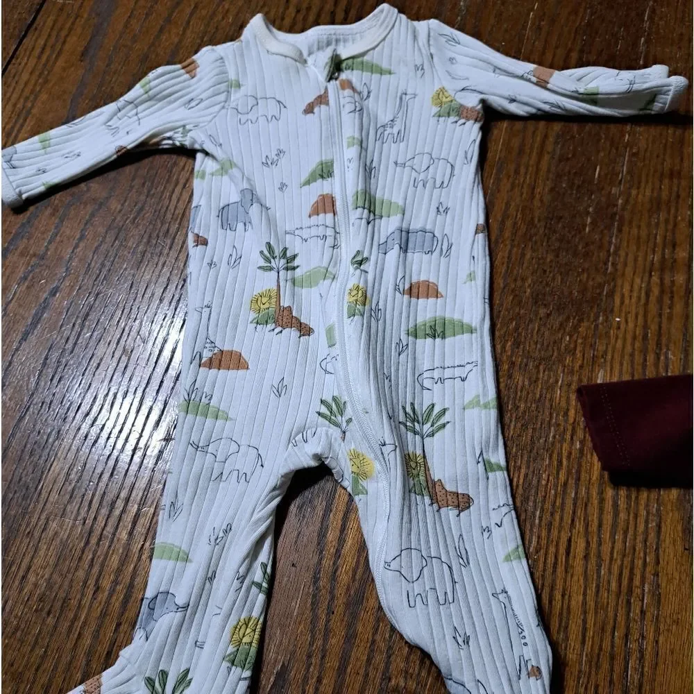 Infant Boys Long Sleeve Footed Sleep and Bear Hugs Long Sleeve Shirt Top